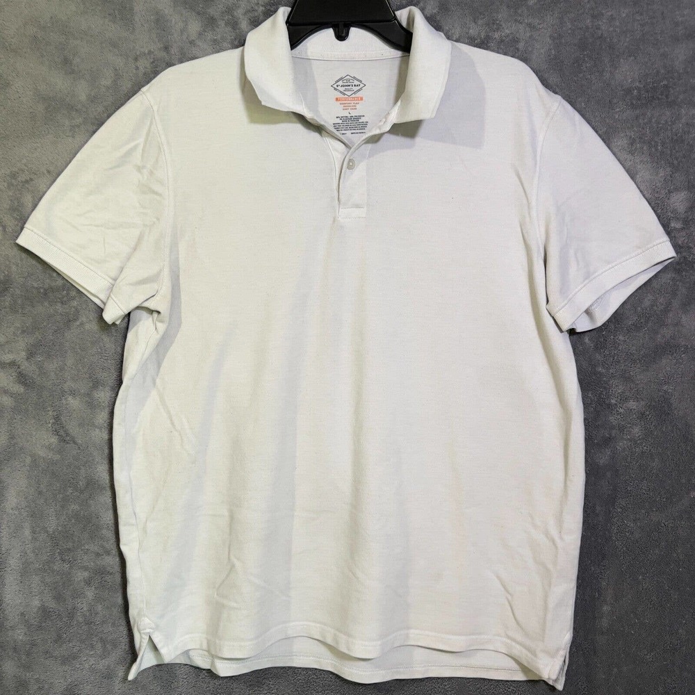 St Johns Bay Performance Gray Comfort Flex Easy Care Polo Rugby Shirt Mens Large